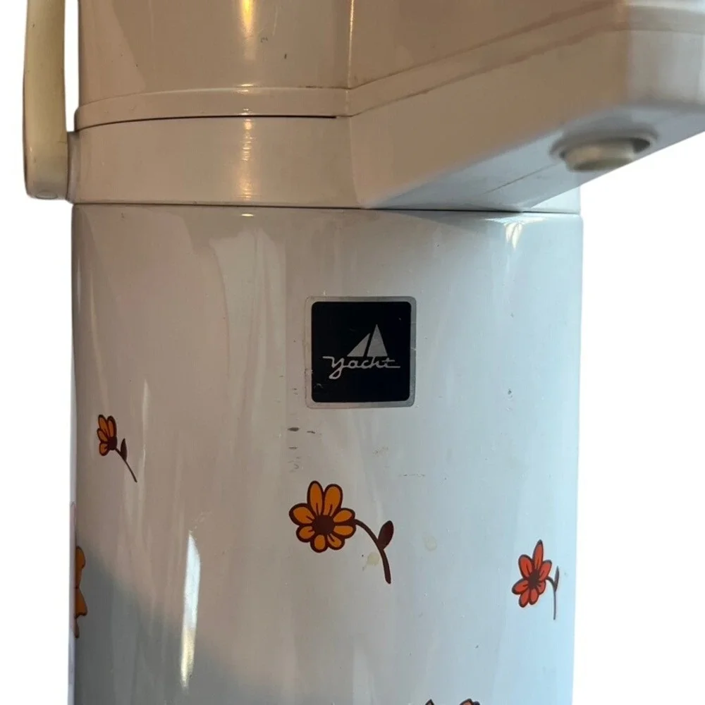 Vintage 70's Yacht Thermal‎ Air Pump Pot Floral Thermos Beverage Dispenser